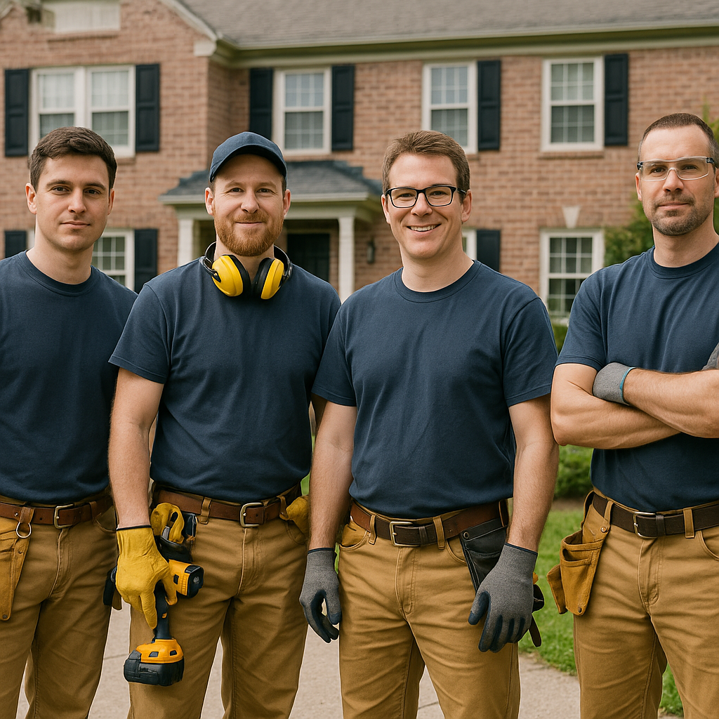 Photo of the installation team with tools in front of an object in NJ